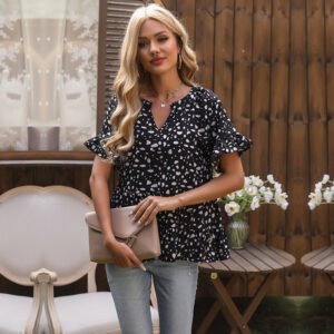 Independent Station 2 New an Chiffon Top Girls summer V -neck short -sleeved printed chiffon shirt