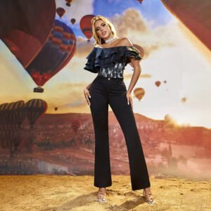 Black high -waisted wide -leg casual pants female spring autumn new straight tube loose, thin, high vertical sensory slim pants