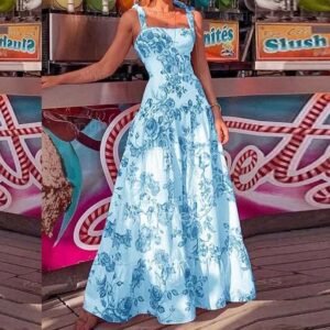 an women's new commute camisole long skirt temperament elegant print high waist dress