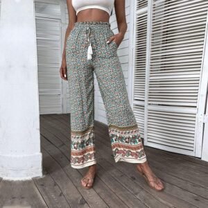 Independence Station New an Women's Pohemian Printed Loose Wide Pants