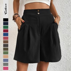 explosion summer new an elegant commute pants children's casual high waist wide -leg shorts