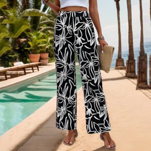 new an summer casual printed trousers holiday style straight pants