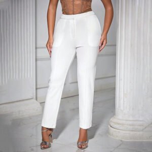 spring new an women's clothing fashion casual style pants high waist plug pockets are thin straightforward straight pants