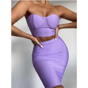 an fashion bage skirts sexy tube top short top high waist short skirt two -piece banquet dress