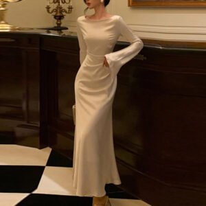 SpeedSmocks Summer Summer New Pure Circle Long Sleeve Limp Located Time Dress Dress an Women