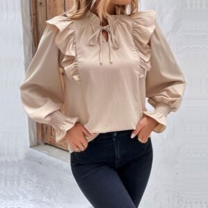 Independence Station an women's style new product lotus leaf long -sleeved design sense shirt women