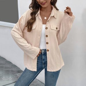 Independent station buttons shirt cardigan spring new women's an texture lapel shirt