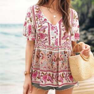 summer new women's an leisure fake wind coats strap printed lotus leaf sleeve shirt