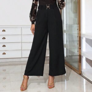 spring autumn explosion an style fashion versatile pants high waist thin waist, thin vertical, wide -leg high -level pants