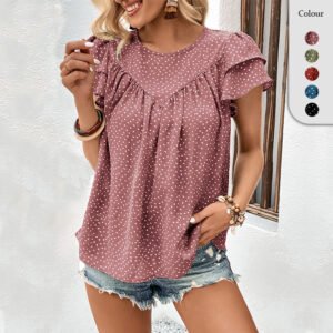 Independence Station Summer New an Fashion Women's Drotee Short -sleeved Green Shirt Woman