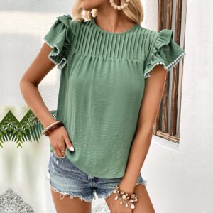 Independence Station Explosion top Summer an ladies lotus leaf splicing design sense shirt