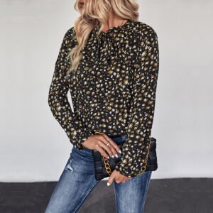 Independence Station New Products an Autumn Women's Long -sleeved Bow Shirts