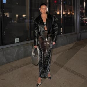 New product an fashion sexy black rivet skirt set explosion high street party set