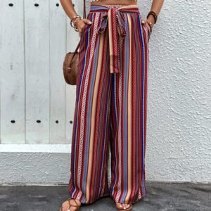 Summer new an print trousers 's commute wind high waist pine tight leg pants female