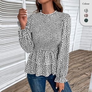 an explosion women's clothing ruffled shirt wave dot printing new commute wind to capture shirts