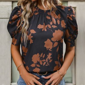 Summer new printed round neck shirt TEMU hot selling new product horseshoe sleeve tempera
