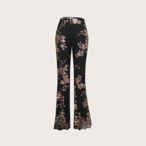 explosion private server lady piece embroidered slim slim trousers temperament flared pants