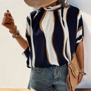 Women's Summer New Printing Shirt the United States irregular bat sleeve shirt